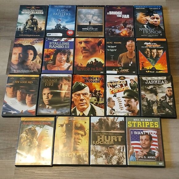 Army War DVD Lot Saving Private Ryan G.I. Jane A Few Good Men Stripes Jarhead - Picture 1 of 8
